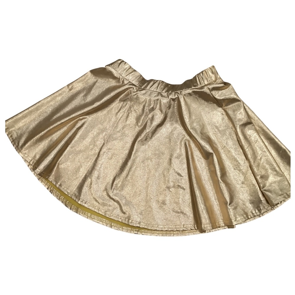 Metallic Gold Skater Skirt Liquid Foil Shiny Mini Flare Dance Costume Small